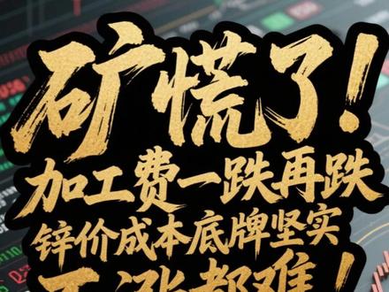矿慌了!加工费一跌再跌,锌价成本底牌坚实,不涨都难! #锌 #财经 #热点 #有色金属