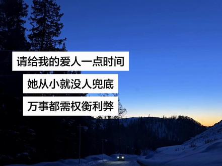 请给我的爱人一点时间 她从小就没人兜底 万事都需权衡利弊.