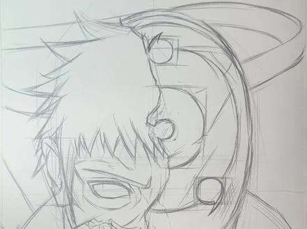 粉丝们还想看我画一期宇智波带土和他的破碎面具简单起稿画法教程 #绘画过程 #日常瞎画 #宇智波带土 #写轮眼 #跟着抖音学画画 @抖音小助手