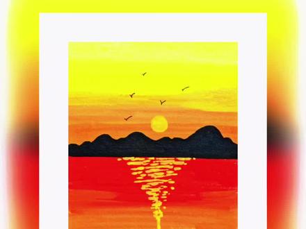 画夕阳你会了吗?#绘画教程 #夕阳西下落日余晖 #手绘教程 #跟着抖音学画画 #画夕阳