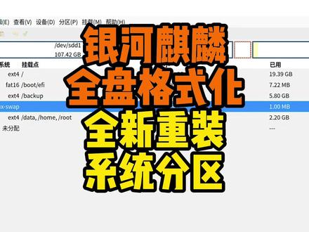 银河麒麟全盘格式化重装系统最简易分区方案 银河麒麟全盘格式化重装系统最简易分区方案#银河麒麟