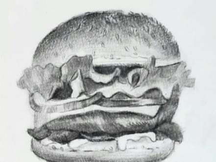 汉堡的素描教程来了!#零基础学画画 #炭笔画 #素描 #零基础学素描