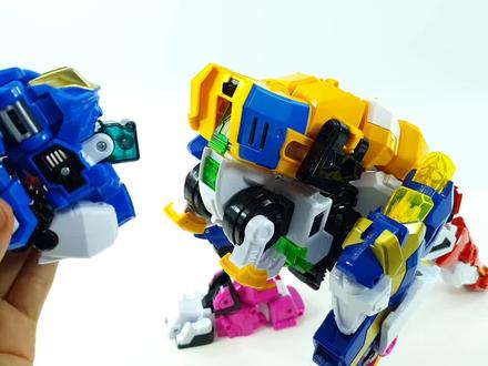 5个装甲战士合体后竟然变出机械霸王龙!迷你特工队恐龙玩具