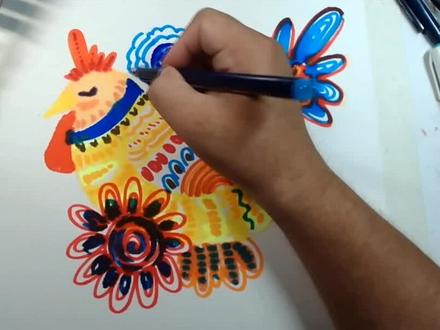 水彩笔鸡,大家觉得几岁可以画#创意美术