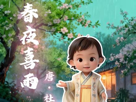 少儿古诗解析《春夜喜雨》 #春夜喜雨 #润物细无声 #杜甫 #春雨 #生命力