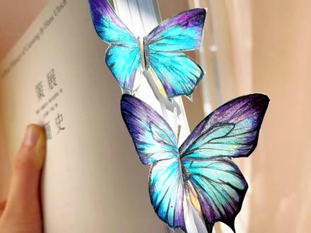 会动的立体蝴蝶书签,想看看你们的好看书签#治愈系 #手工diy #解压 #制作过程 #绘画过程