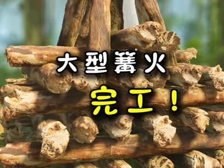 绿色地狱35【中】:给粉丝搭建的大型篝火完工,点燃起来肯定很壮观! #绿色地狱 #荒野求生