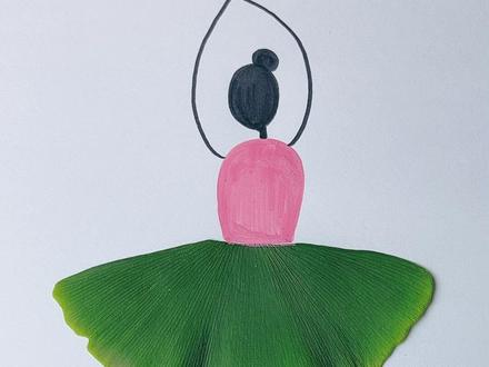 教你用银杏叶画个跳芭蕾的小女孩,简单又好看,非常适合小朋友 #女孩简笔画 #银杏叶画 #儿童简笔画的绘画教程 #创意简笔画 #零基础学画画