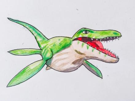 沧龙,恐龙简笔画,海中的“霸王龙” #恐龙 #大恐龙 #儿童绘画 #爱画画 #儿童画 #创意画 #沧龙