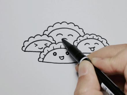 #儿童画 今天的饺子,看着就香喷喷😊来吧,画吧#简笔画