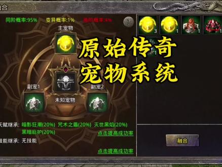 #热门🔥 #传奇手游 原始传奇宠物系统详解#游戏