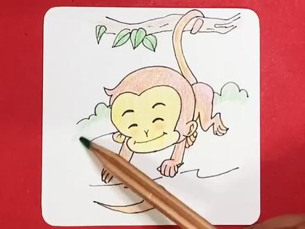 画猴子捞月#画画 #简笔画#儿童画 月亮掉到水里啦!