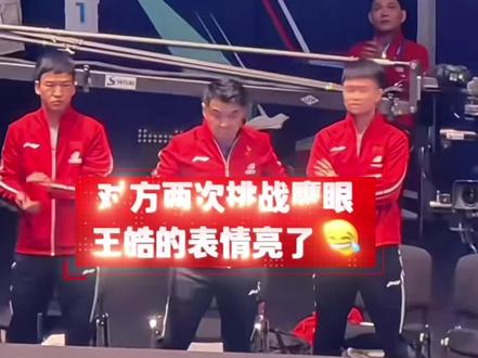 林诗栋比赛对方挑战鹰眼,被王皓肢体语言笑不活了 #王楚钦 #林诗栋 #王皓 #国乒男团 #伦敦世乒赛