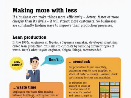 英文科普👀精益生产秘诀 你知道为什么一些公司能更快、更便宜地制造出你喜欢的玩具、零食或小工具吗?秘诀就在于一种叫做“精益生产”(lean production)的特别系统!🌟
精益生产的目标是减少浪费,使生产更高效、更划算。这种方法最早出现在1970年代的日本丰田汽车公司。简单来说,它可以帮助工厂节省时间、金钱和材料,从而让大家更放心地购买产品!
它有四大秘诀,让生产更有效率👇:
🍋 一、避免多余库存:买材料时要适量,比如制作柠檬水时,只买你当天需要的柠檬,否则浪费的钱就像坏掉的柠檬一样不可回收!
⏳ 二、不浪费时间:工具放置在触手可及的地方,这是聪明的做法,就像把你的学习用品整齐摆在桌子上,做作业会更快!
🥤 三、避免过量生产:卖柠檬水别做太多,超过需要的部分会浪费,你的时间和材料也一起浪费了!聪明的工厂往往按顾客订单数量来生产,避免浪费资源。
✨ 四、简化生产:不要让产品因为无用的装饰变复杂!客户需要的是实用,而不是额外的没用东西。
试着用这些技巧,你在家或学校,也可以减少浪费哦!比如购买适量食材,保持书包整洁,事情变得简单又高效!现在行动起来吧!🚀
Making more with less
重点单词:
1.efficient /ɪˈfɪʃnt/ adj. 高效的;效率高的
2.overstock /ˌoʊvərˈstɑːk/ v. 超量库存;积压
3.waste /weɪst/ n. 浪费;废弃物
4.simplify /ˈsɪmplɪfaɪ/ v. 简化
5.material /məˈtɪrɪəl/ n. 材料;原料
#英文科普 #商业启蒙 #商业英语 #雅思