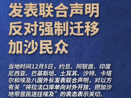 八国外长发表联合声明 反对强制迁移加沙民众(编辑:财运)
