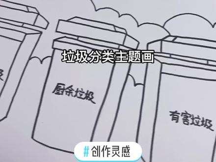 #创作灵感 #小学生手抄报 #线描画 #艺术 #线描 #少儿美术 垃圾分类主题画线稿