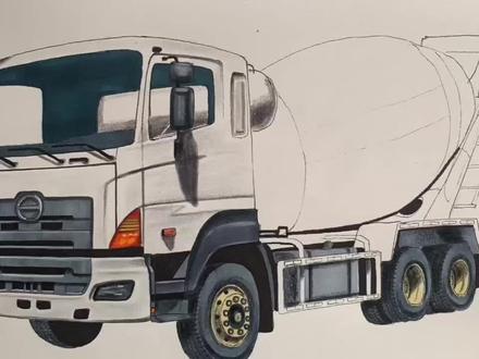 手绘日野搅拌车 #想画就画 #绘画过程 #马克笔手绘 #日野搅拌车 #工程车