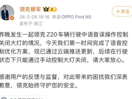 车机BUG!男子夜间高速开车误用语音关闭大灯无法打开!#汽车#新能源汽车#车