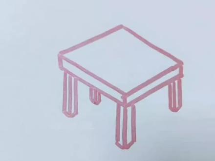 用正方形学画小饭桌#幼儿园简笔画 #育儿简笔画 #桌子简笔画 #立体图形 #幼儿园简笔画