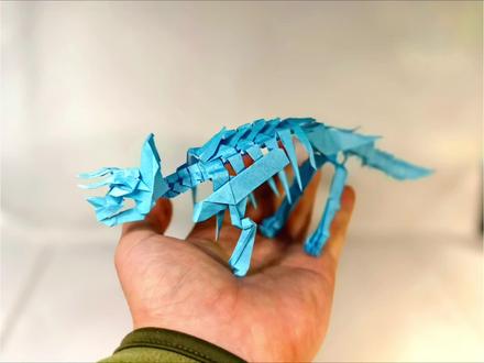 三角龙骨架(脊椎部分),五张十五厘米纸折叠。#折纸 #手工 #恐龙 #折纸教程 #亲子手工