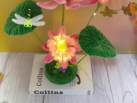 晒出你们的莲花台灯吧#手工diy #学会快去试试吧🔥 #手工花朵教程 #花艺作品 #扭扭棒莲花灯教程