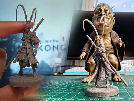 自制超mini大圣甲天命人雕像 #模型涂装 #inart大圣套 #微缩模型