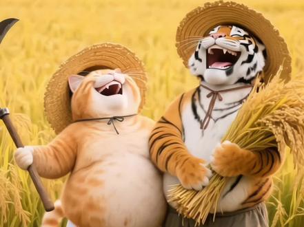 胖橘和虎哥的稻子丰收了#萌宠出道计划 #动物的迷惑行为 #橘猫 #神奇动物在抖音 #搞笑 @DOU+小助手