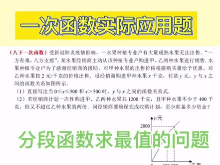 【八下一次函数实际应用题】分段函数求最值的技巧#每天跟我涨知识 #每天学习一点点 #数学 #知识分享