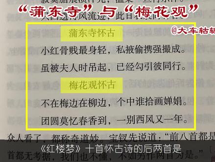 《红楼梦》的“蒲东寺怀古”与“梅花观怀古”中藏着哪些重要线索