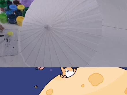 油纸伞上临摹梵高星空小练习#画画