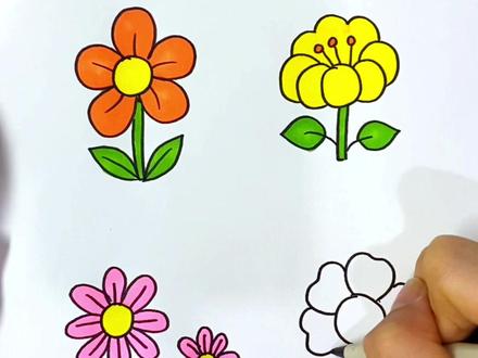 六种小花的不同画法,你会哪一种呢#亲子简笔画 #简笔画 #一起学画画