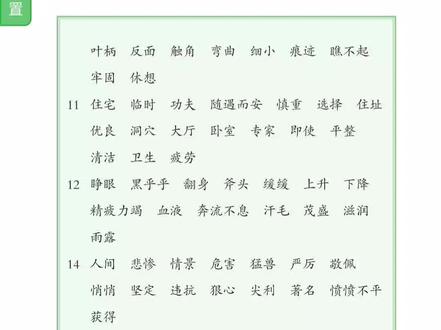 四年级上册词语表听写第17课。