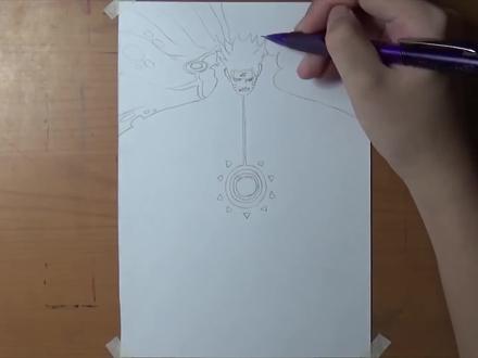 ❂火影忍者经典战役马克笔画画视频 ❂六道仙人鸣人Q版九尾兽集结