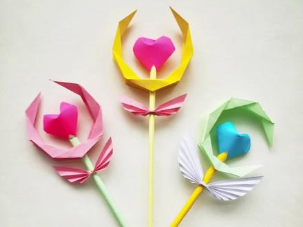 美少女战士的魔法棒,教程含立体月亮,立体爱心,翅膀的作法,超详细喔~#手工diy #六一儿童节礼物 #折纸教程 #魔法棒