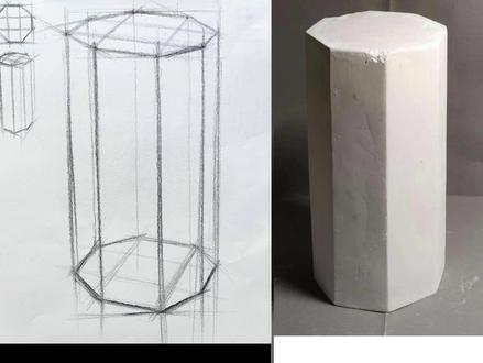 素描基础教学-八棱柱结构-1