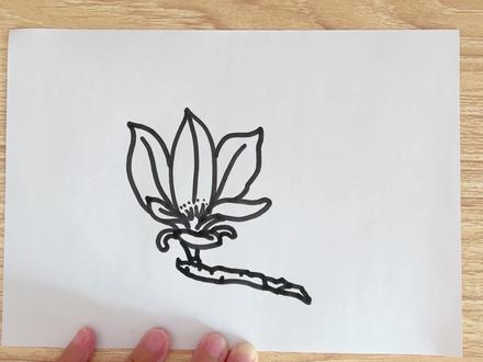 玉兰花的简单画法 #玉兰花 #花卉 #简笔画 #绘画 #画画 #幼儿简笔画 #儿童简笔画 #亲子简笔画