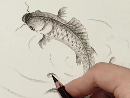 画一条鲤鱼祝考生旗开得胜#高考#鲤鱼#素描