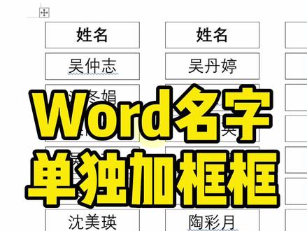 Word名字单独加框框~