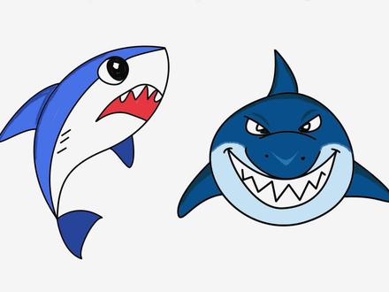 鲨鱼的侧面和正面简笔画 #简笔画 #零基础学画画 #儿童简笔画教程 #萌知计划