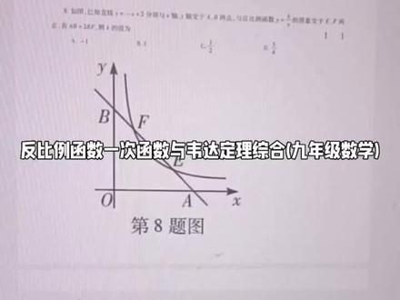 反比例函数一次函数与韦达定理综合(九年级数学)