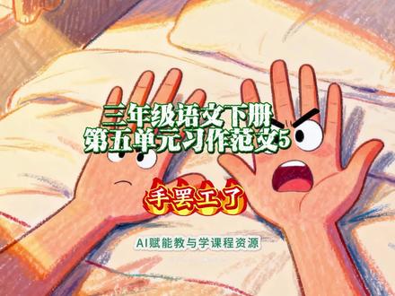 3.41三年级语文下册第五单元习作范文5:手罢工了#三年级作文 #创作人扶植计划第三期 #创作人计划 #优秀创作者扶持计划 #原创视频创作者