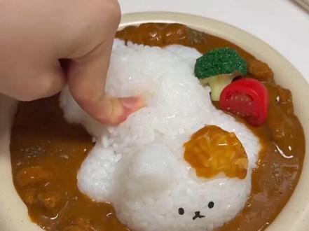 捏捏仿真小猫咖喱饭🍛 #解压时刻 #仿真食物 #捏捏乐 #咖喱饭