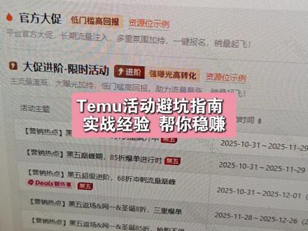 Temu活动避坑指南,实战经验帮你稳赚