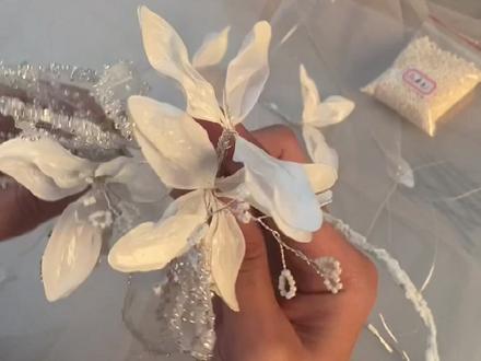 造花液头饰教程 应大家要求,发个完整版铃兰花头饰或手捧花的教程#手工diy#江梦 #diy #造花液