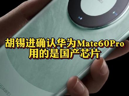 #胡锡进确认华为Mate60Pro用的是国产芯片 @抖音小助手