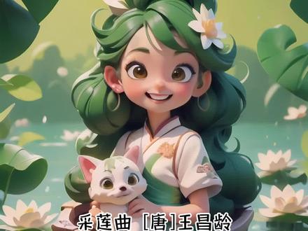 采莲曲古诗Ai绘画动画早教启蒙儿歌国学 采莲曲
【唐】王昌龄
荷叶罗裙一色裁,芙蓉向脸两边开。
乱入池中看不见,闻歌始觉有人来。
译文:
荷叶罗裙一色裁的意思是,荷叶与采莲少女的罗裙,像是用同一颜色的布料裁剪的。
芙蓉向脸两边开的意思是,荷花照应着少女的脸庞,在脸的两边盛开。
乱入池中看不见的意思是,少女混入荷塘看不见踪影。
闻歌始觉有人来的意思是,听到歌声才知道有人前来。
赏析:
这首诗描写了采莲少女在荷塘中若隐若现、人花难辨的生动场景。显示出采莲女天真浪漫、朝气蓬勃的性格,展现了一幅宁静美好、引人遐想的优美画面。#探寻好生活的百种温度 #寻找时间的真相 #青少年课外知识讲堂 #唐诗三百首 #小学必背古诗