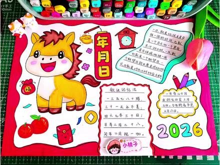 数学单元手抄报《年月日》,三年级数学小报,马年年月日手抄报,线稿可打印#三年级数学年月日 #数学手抄报 #年月日