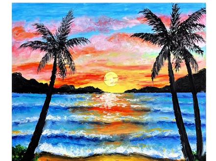 海边落日余晖油画棒详细教程来了#绘画教程 #油画棒教程 #色彩收集者 #零基础教学 #一看就会系列