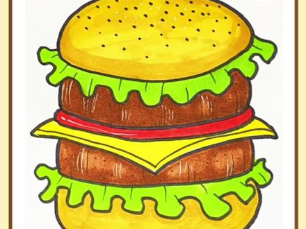 美味的汉堡简笔画教程,快来一起画汉堡吧#简笔画 #画画 #亲子 #儿童简笔画 #创作灵感