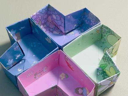 四拼爱心收纳盒#简单折纸 #手工折纸 #收纳盒